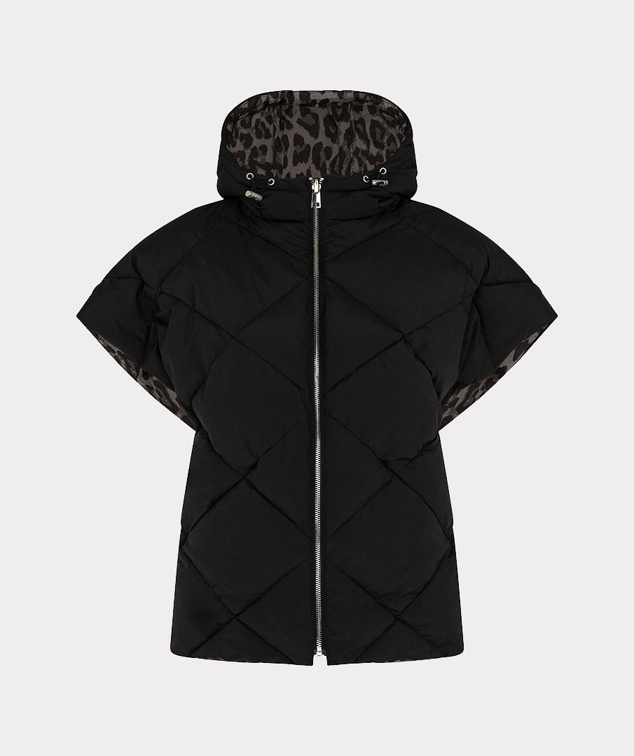 Black Leopard Reversible Poncho - 37511