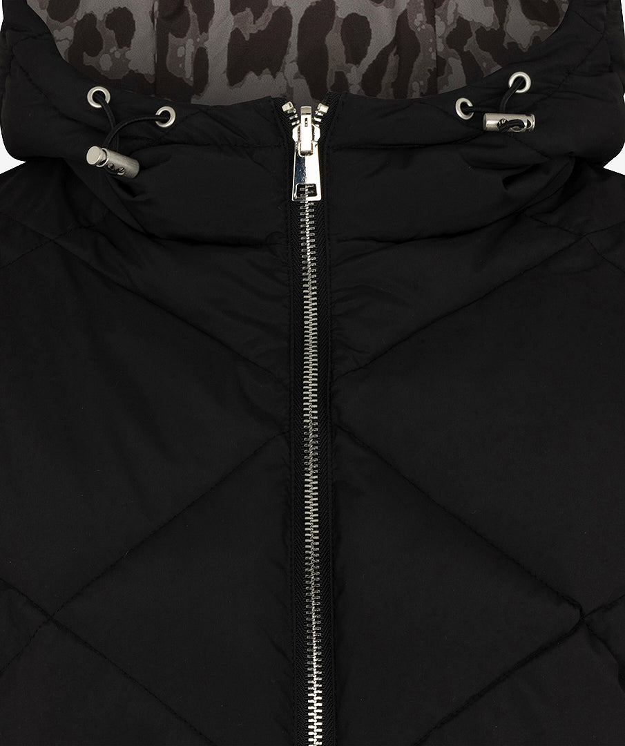 Black Leopard Reversible Poncho - 37511