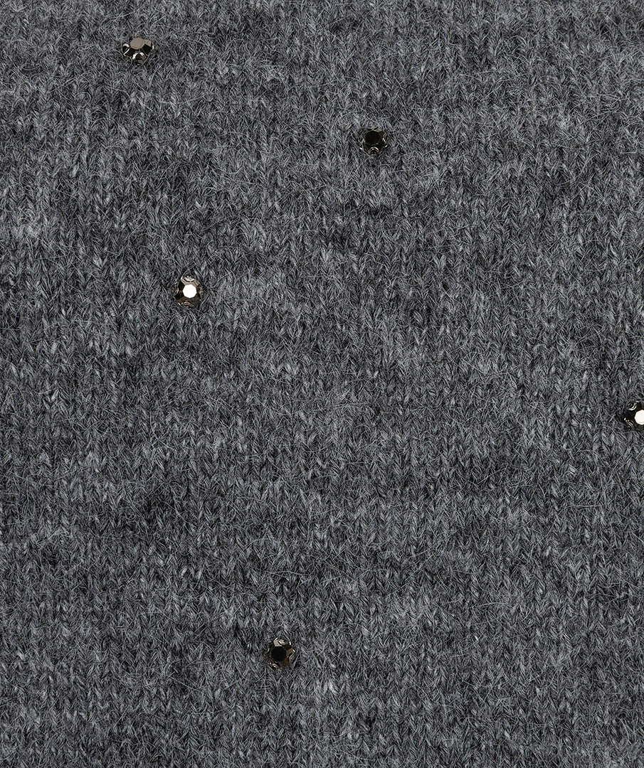 Grey S/Sleeve Diamond Sweater - 03504