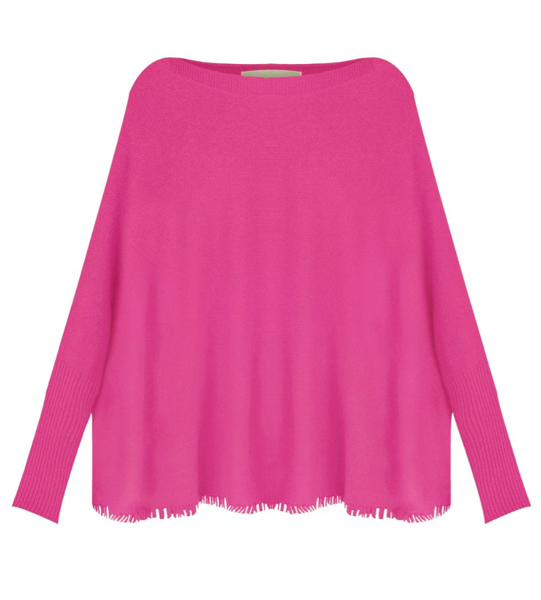 Fringe Hem Magenta Jumper