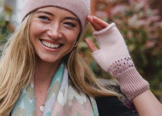 Pink Sequin Wrist Warmers - G104