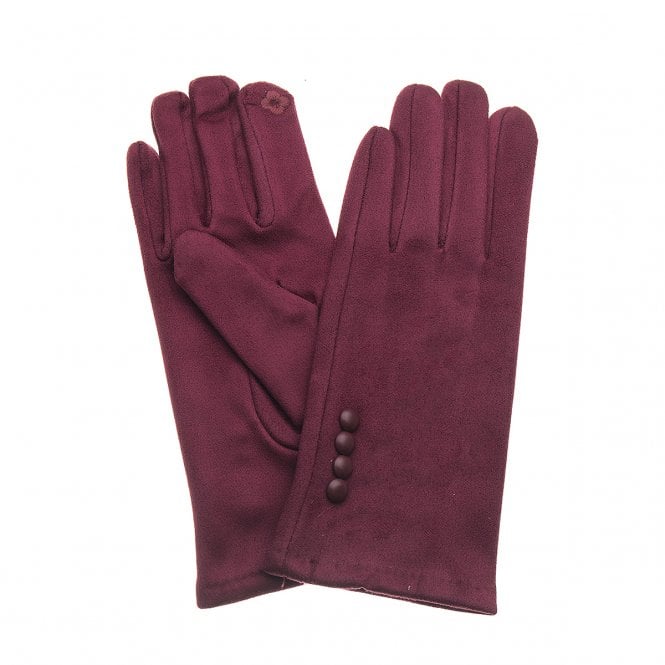 Claret Button Detail Gloves - G5