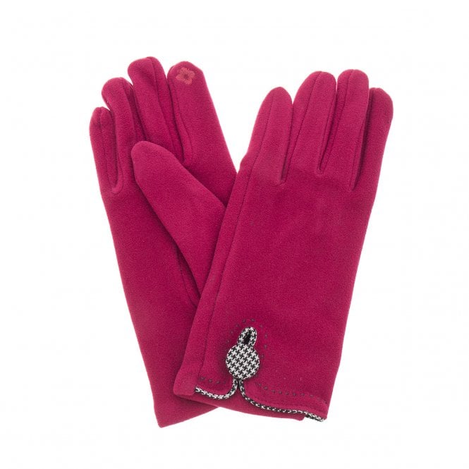 Magenta Dogtooth Trim Gloves - G87