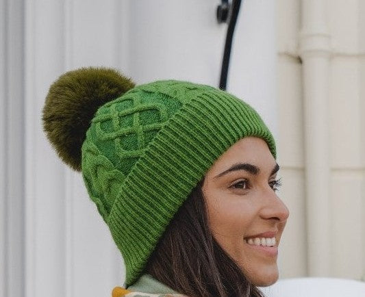 Green Pom Pom Hat - HAT24