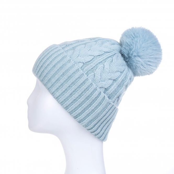 Ice Blue Cable Knit Hat - HAT61