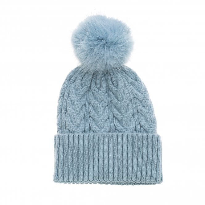 Ice Blue Cable Knit Hat - HAT61