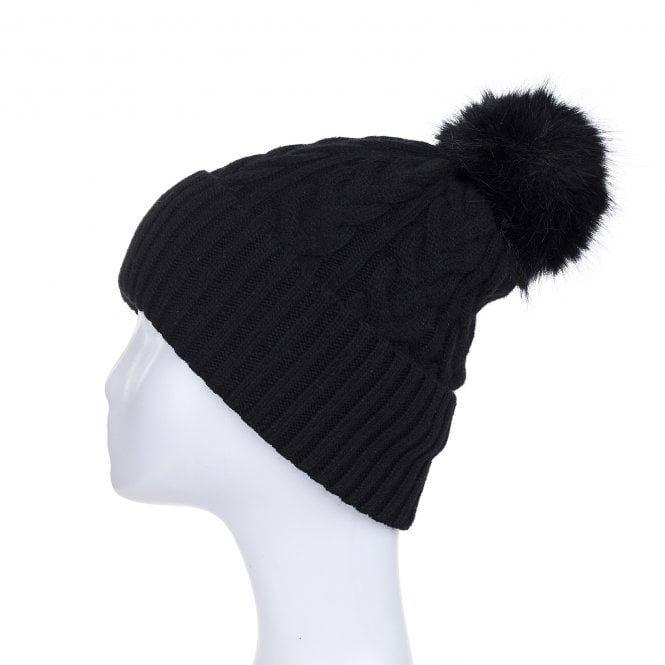 Black Cable Knit Hat - HAT61