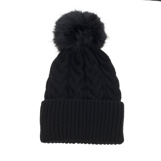 Black Cable Knit Hat - HAT61