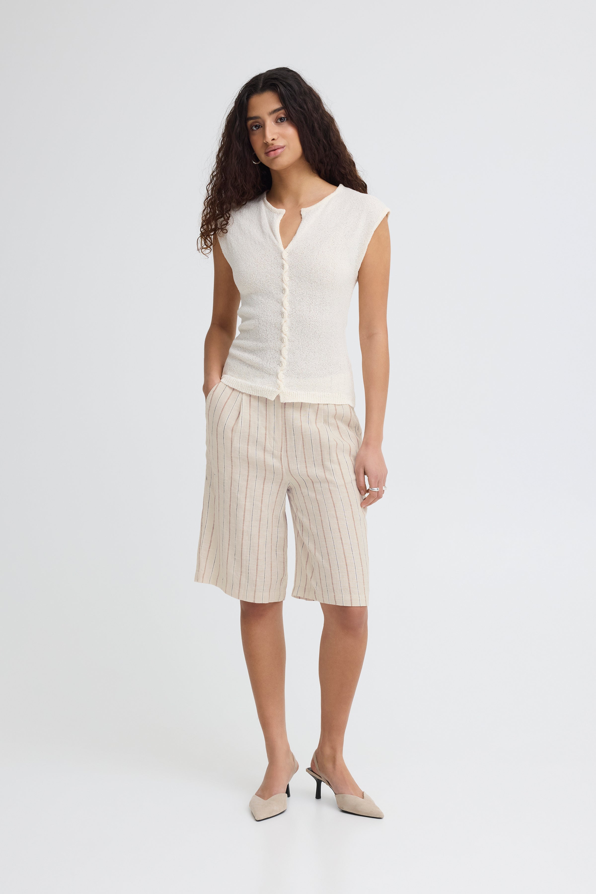 Linno Brown Stripe Shorts - 20122918