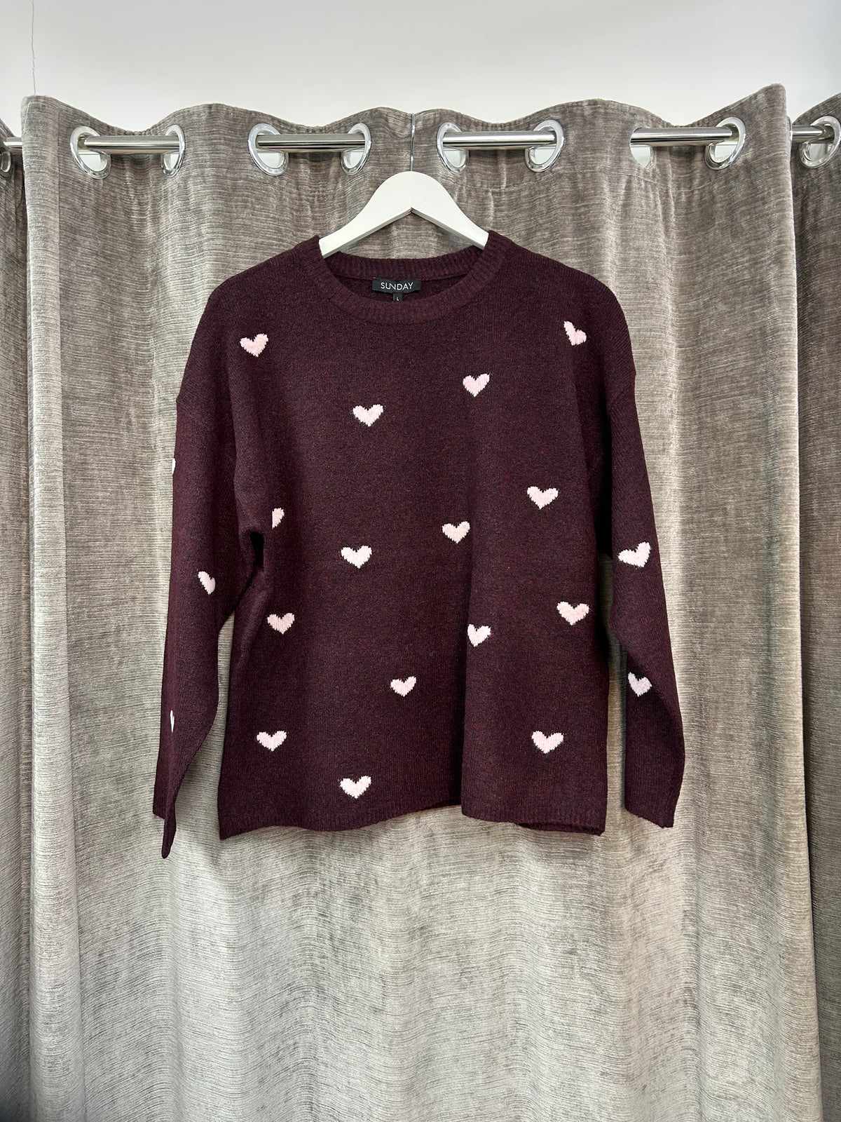 Burgundy Heart Sweater - 6484