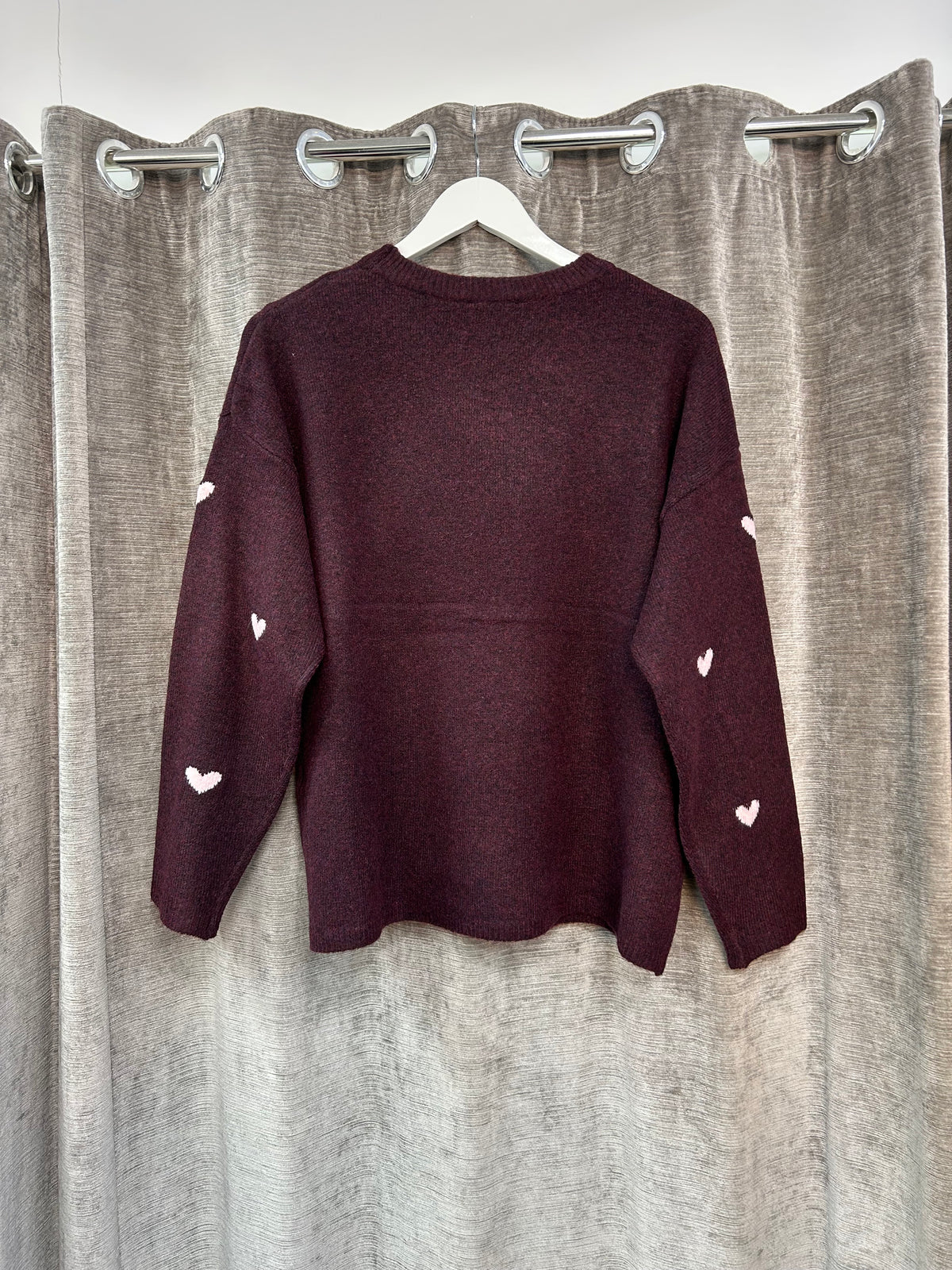 Burgundy Heart Sweater - 6484