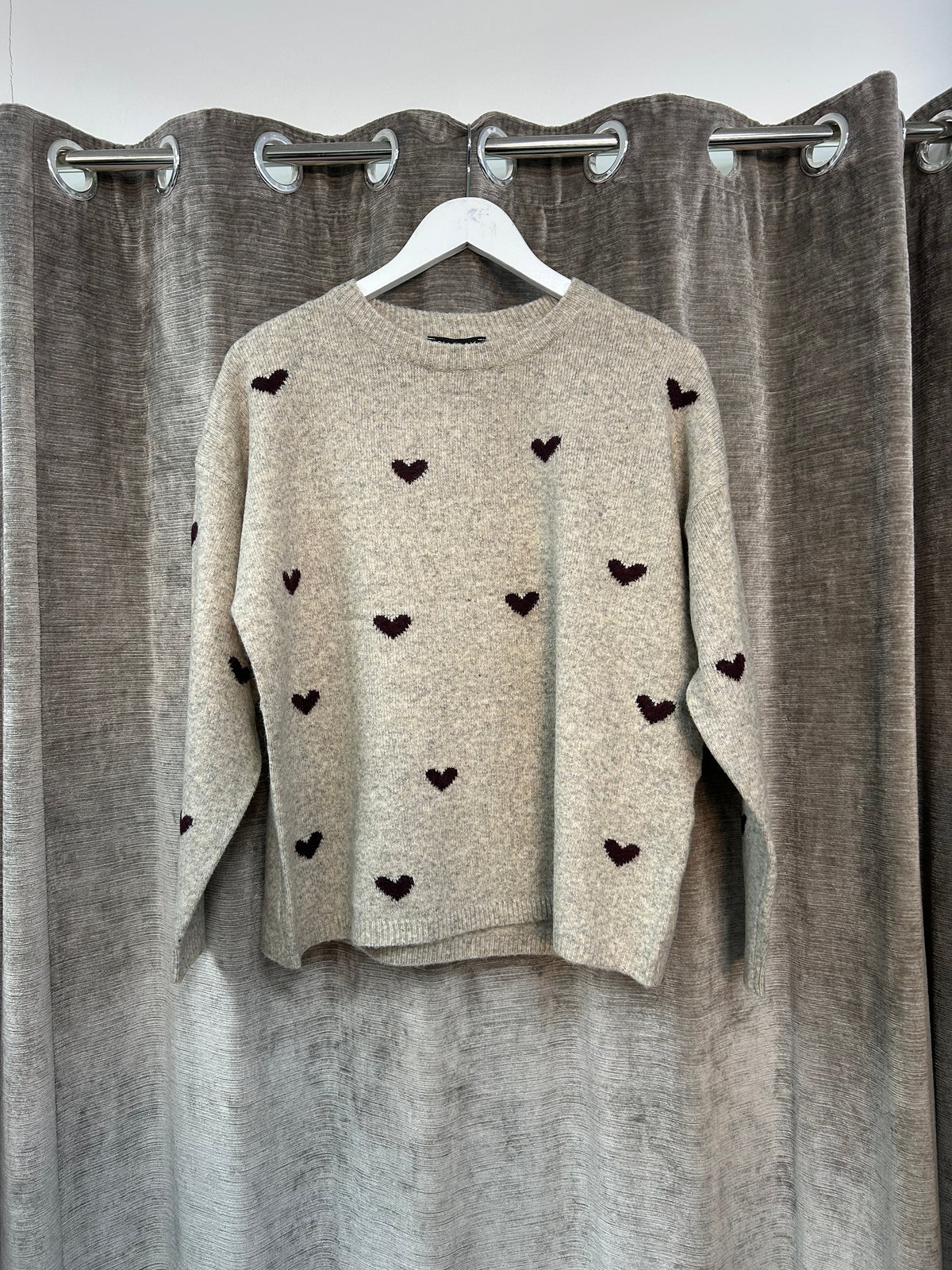 Walnut Melange Heart Sweater - 6484