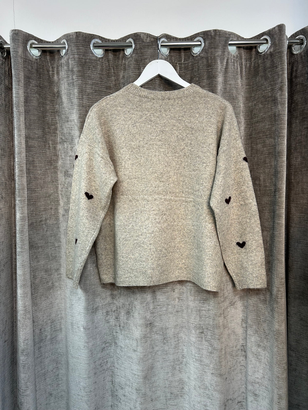 Walnut Melange Heart Sweater - 6484