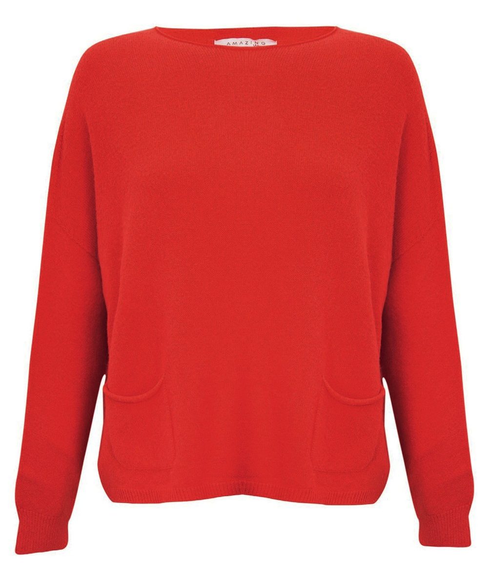 Jodie True Red Pocket Sweater