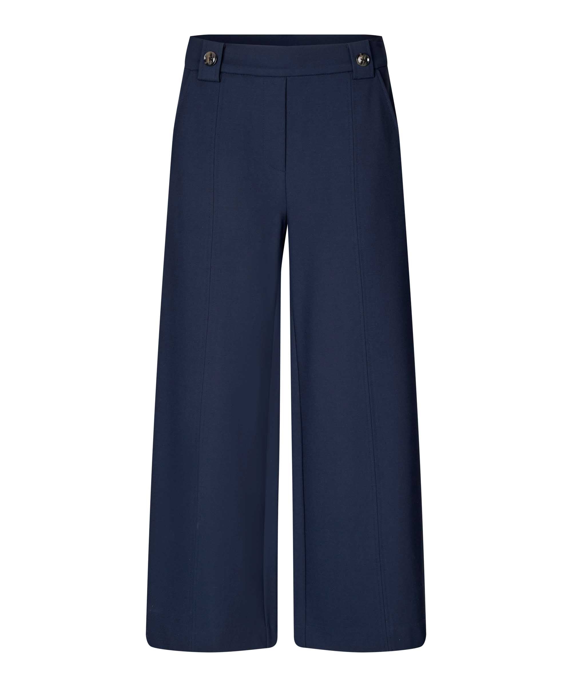 Paxora Navy Wide Leg Crop Trousers - 1011288