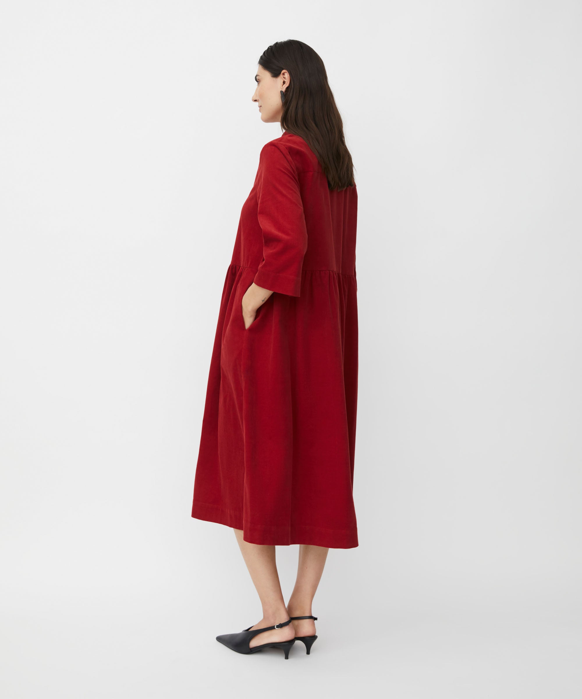 Nynisla Red Dahlia Needlecord Dress - 1011142