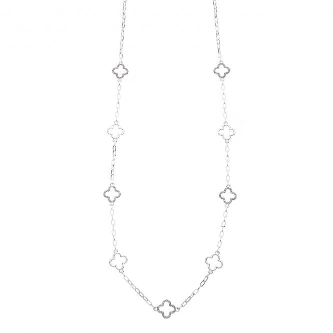 Long Silver Clover Necklace - N1447