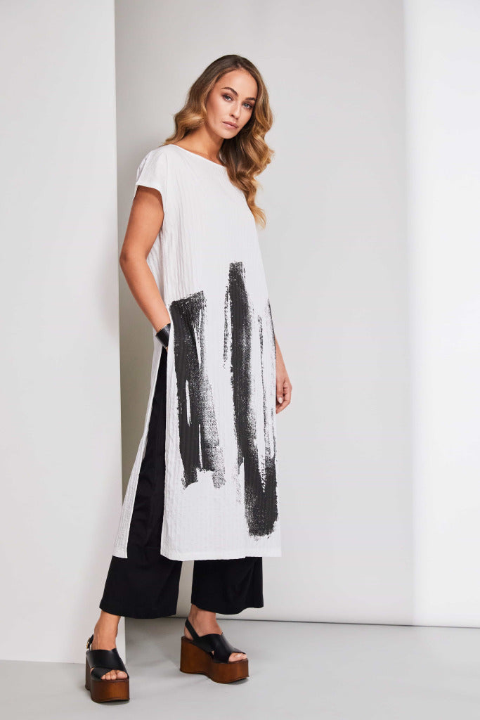 White Brushstroke Tunic - NAS25117