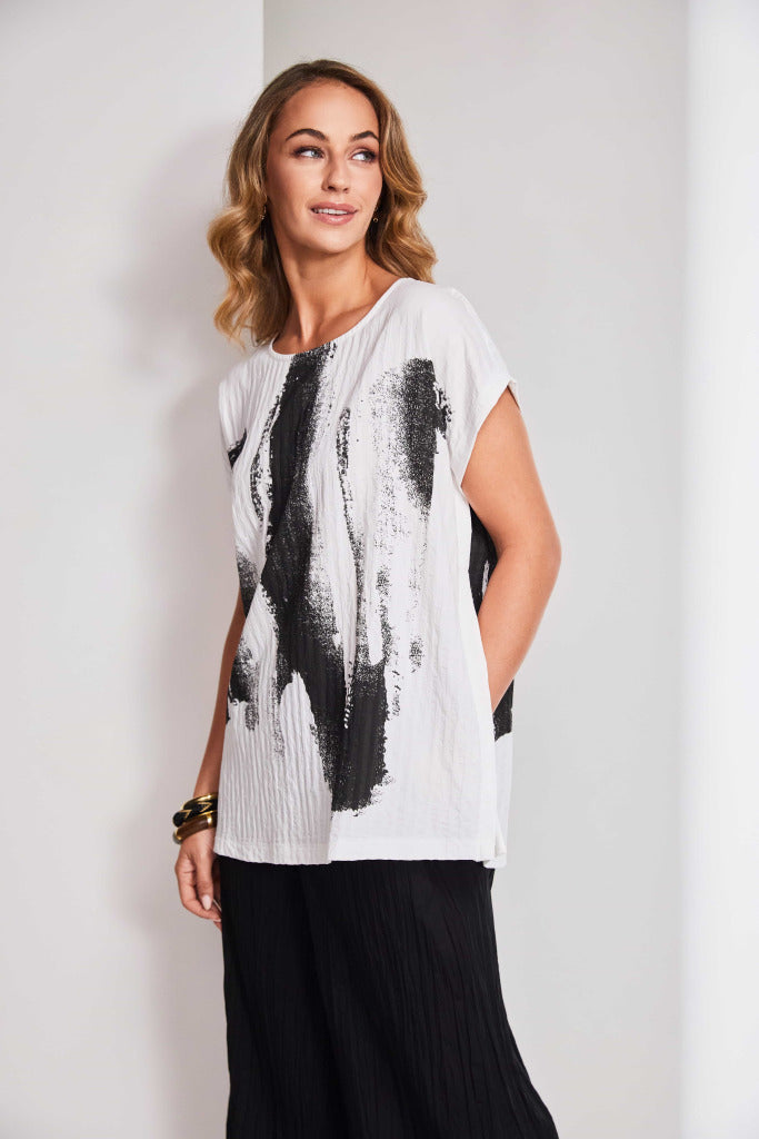 White Brushstroke Top - NAS25118