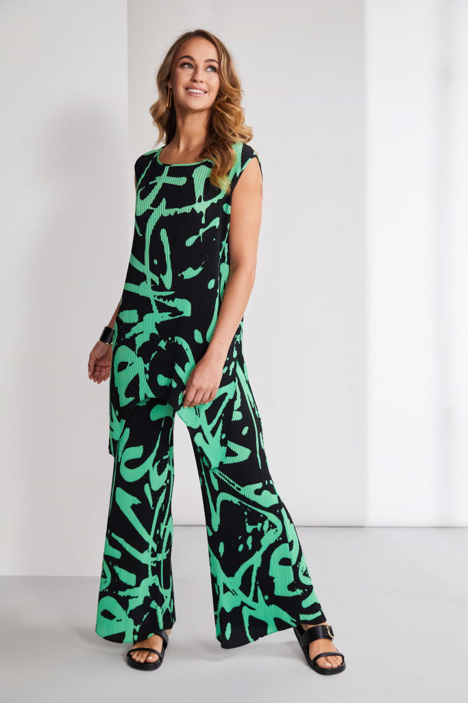 Black & Green Pleat Trousers - NAS25184