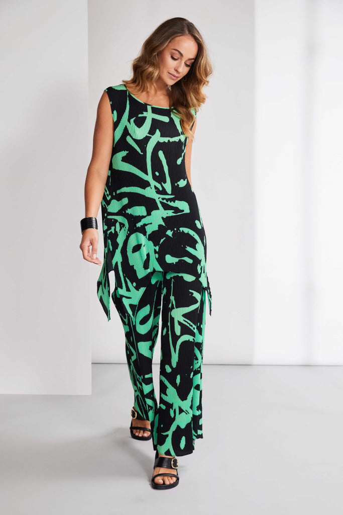 Black & Green Pleat Top - NAS25190