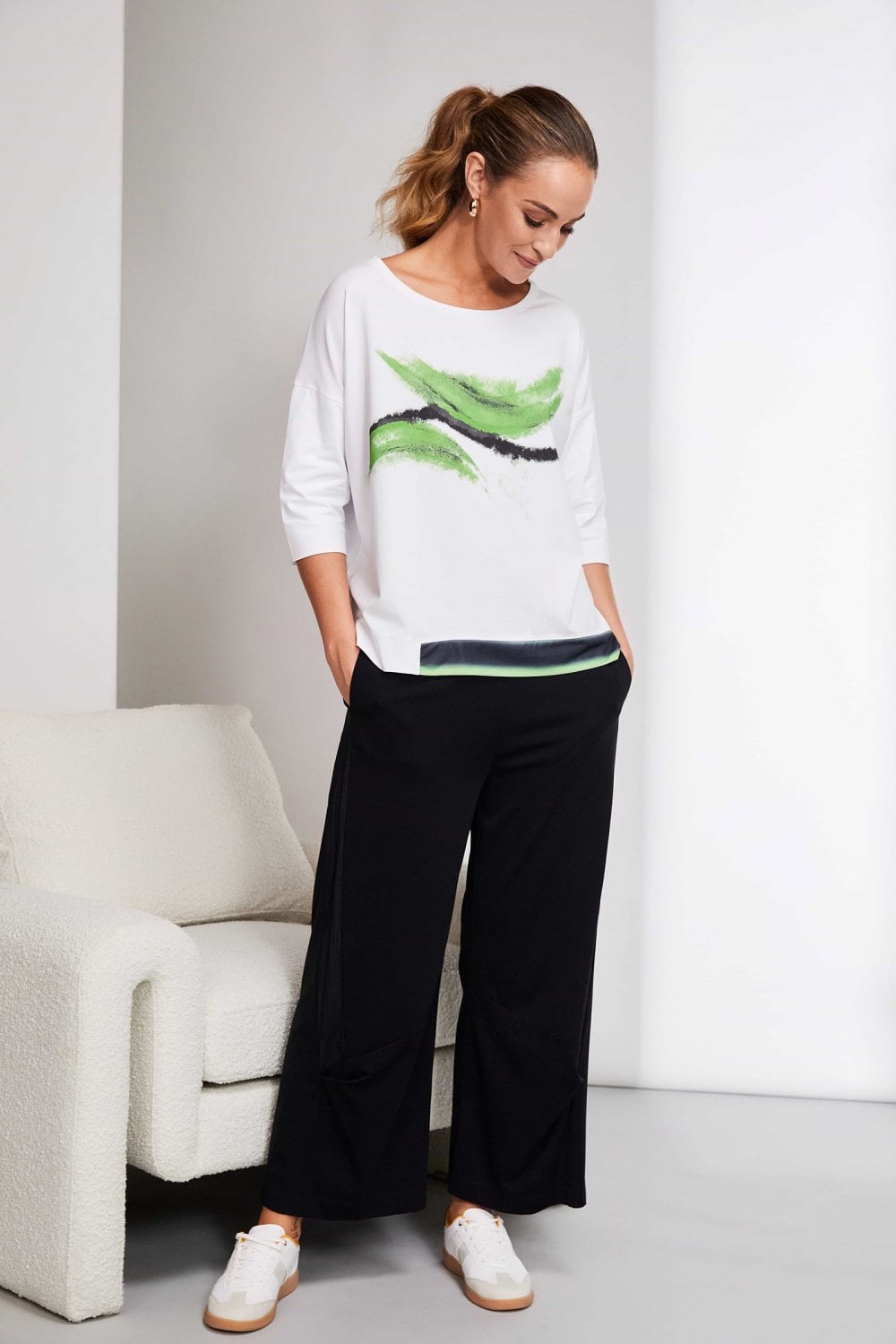 Green Print White Top - NAS25197