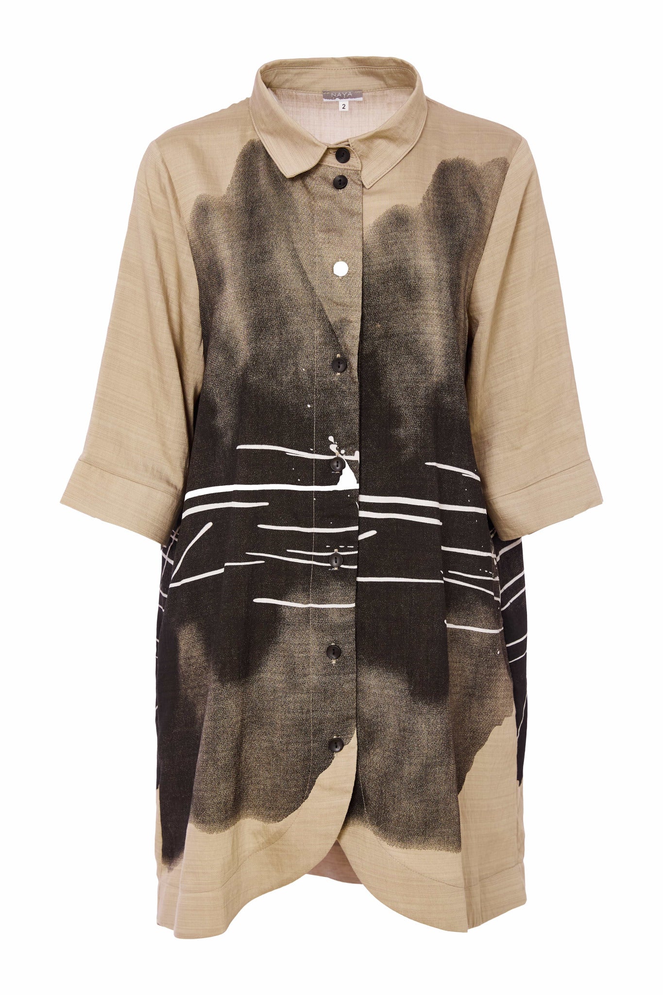 Taupe & Black Long Line Shirt - NAS25204