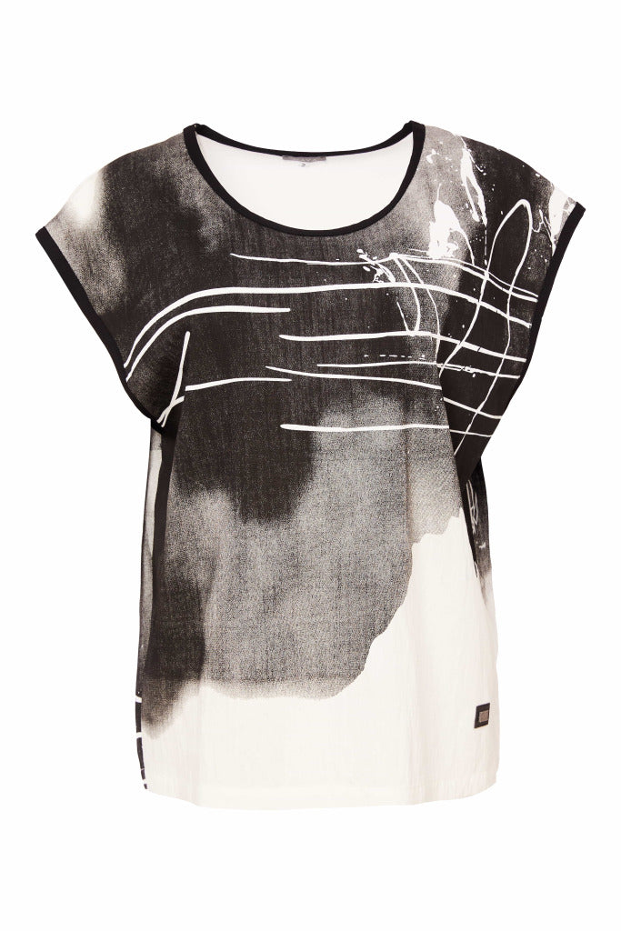 White & Black Sleeveless Top - NAS25205