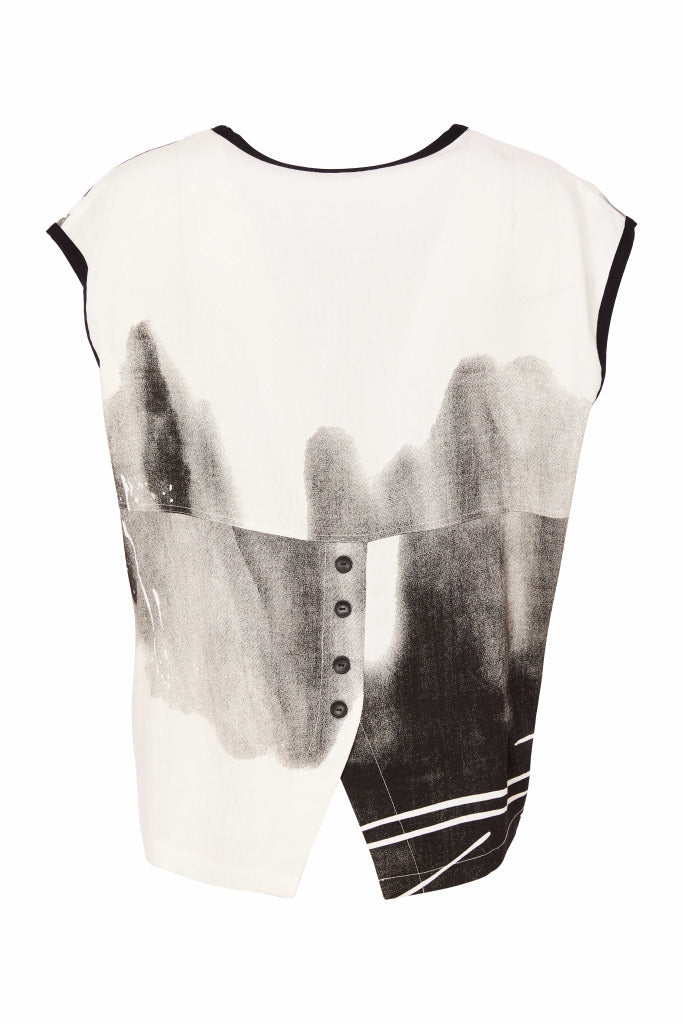 White & Black Sleeveless Top - NAS25205