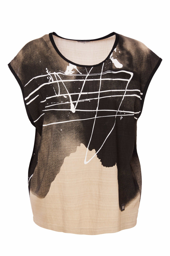 Taupe & Black Sleeveless Top - NAS25205