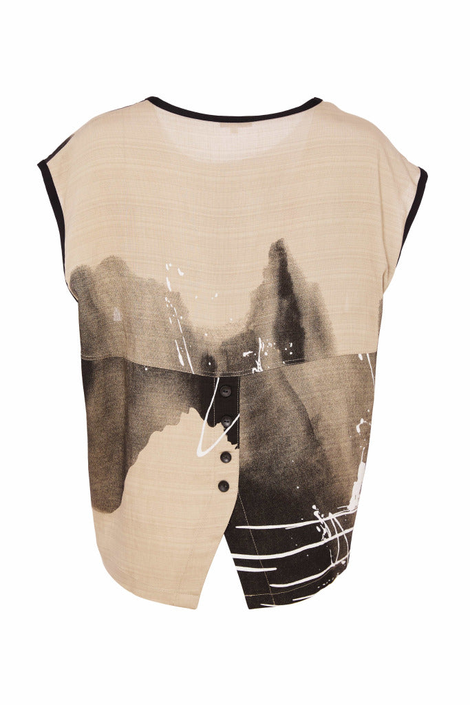 Taupe & Black Sleeveless Top - NAS25205