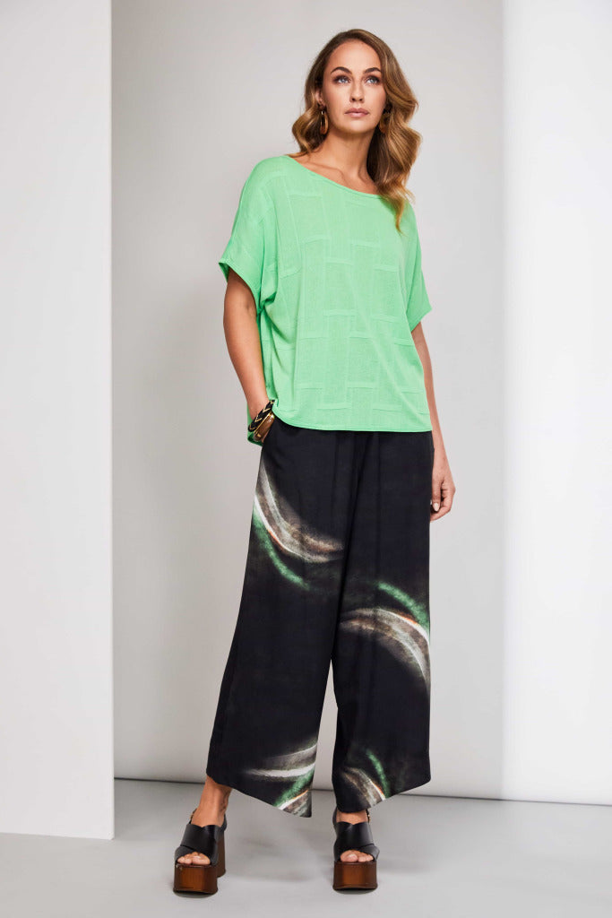 Black & Green Print Pants - NAS25210
