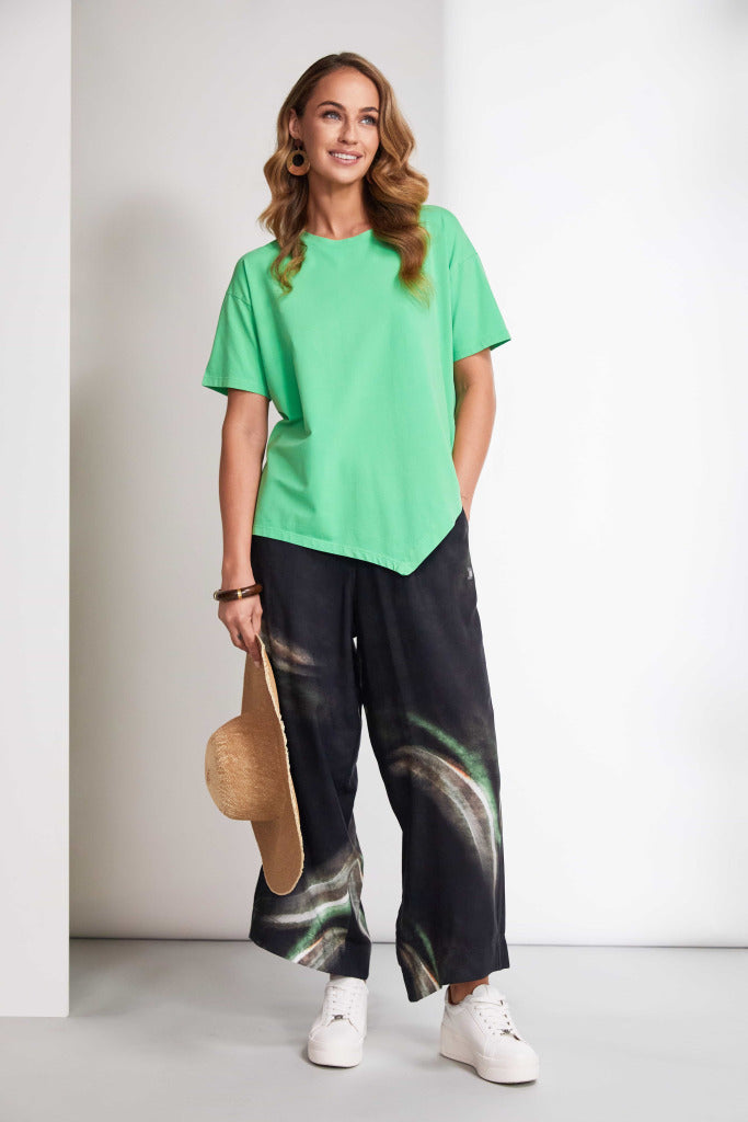 Black & Green Print Pants - NAS25210