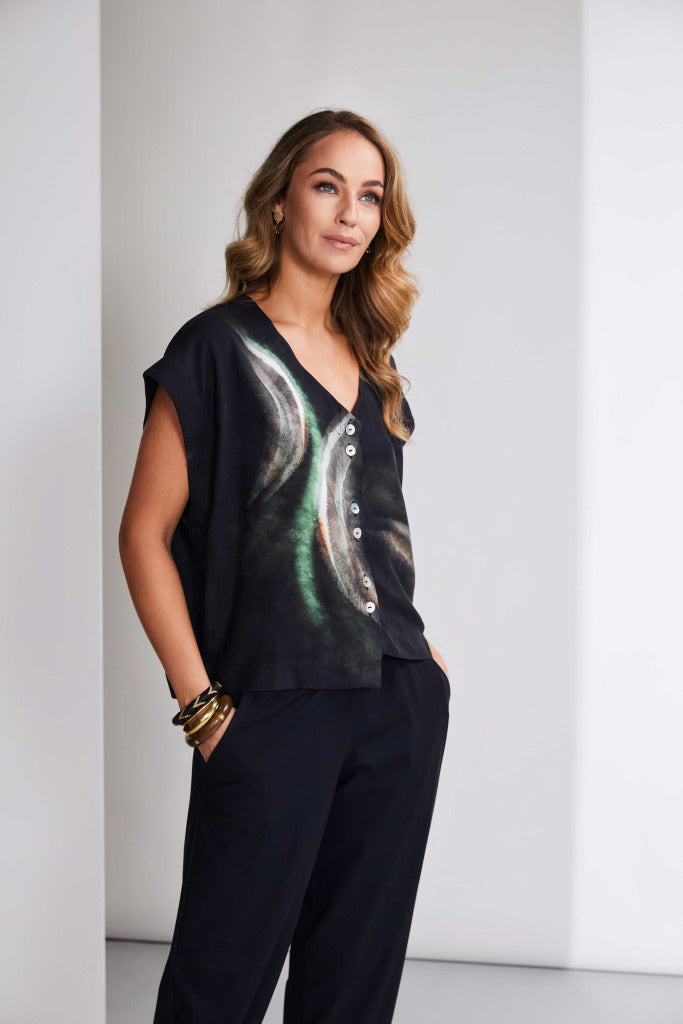 Black & Green Print Shirt - NAS25213