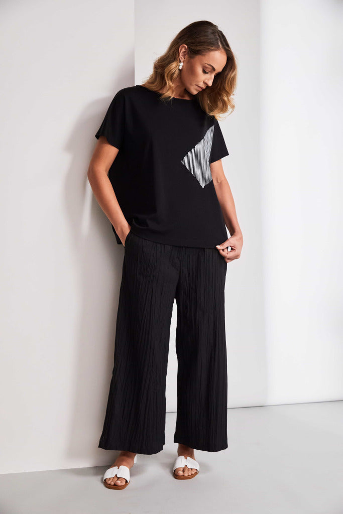 Black Placement Stripe Top - NAS25223