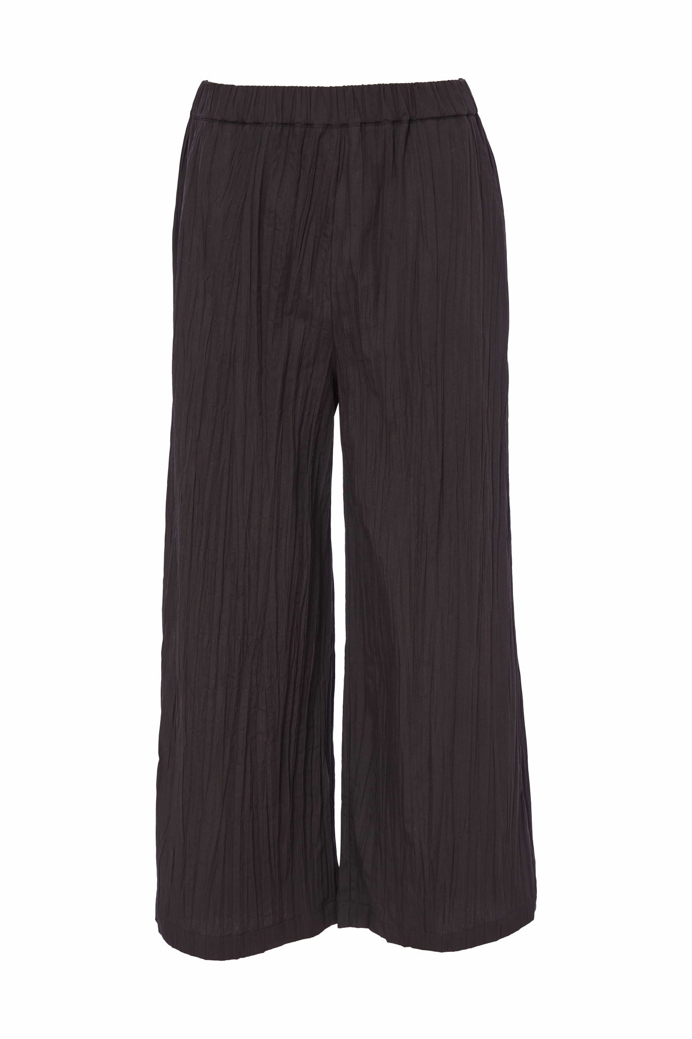 Black Wide Crinkle Trousers - NAS25224