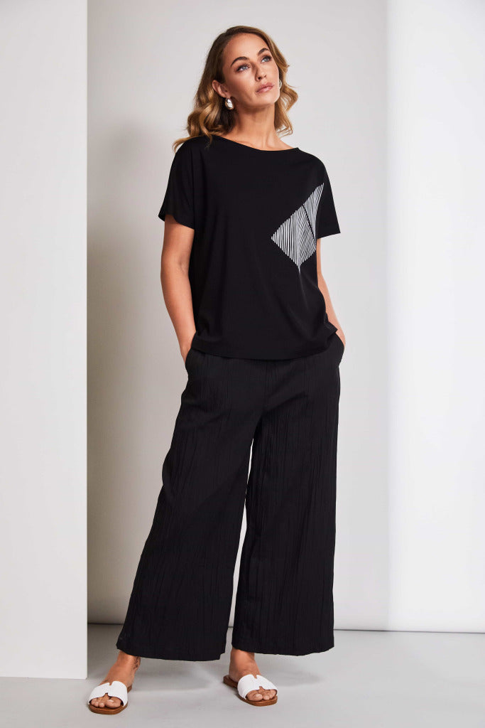 Black Wide Crinkle Trousers - NAS25224