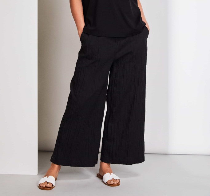 Black Wide Crinkle Trousers - NAS25224