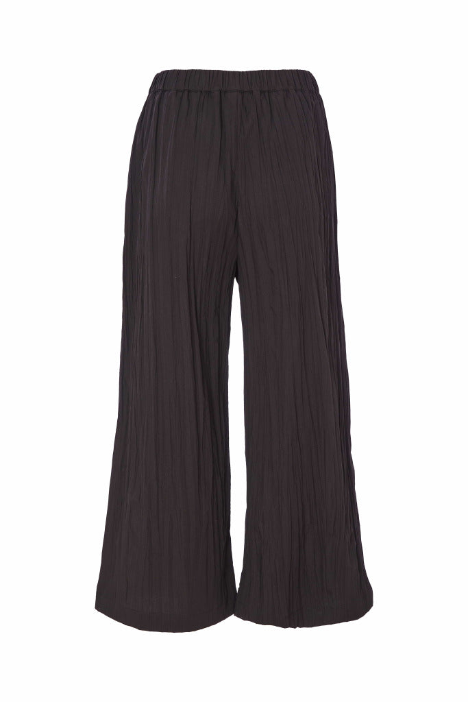 Black Wide Crinkle Trousers - NAS25224