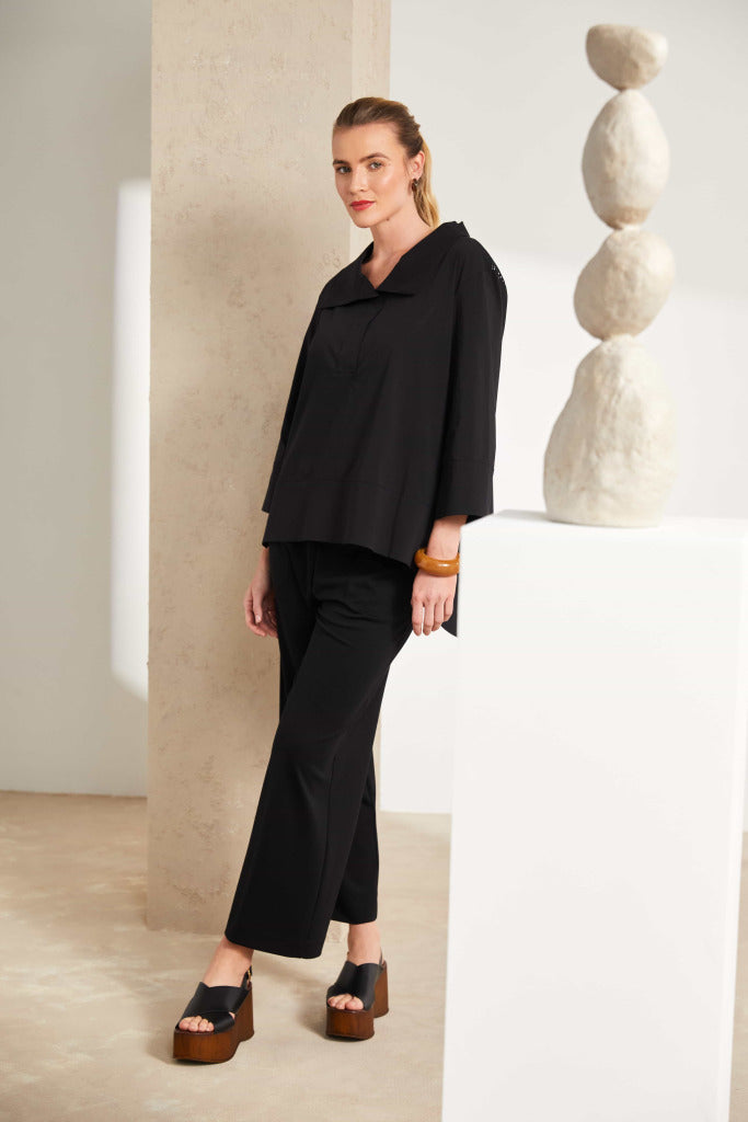 Black Wide Leg Trousers - NAS25239