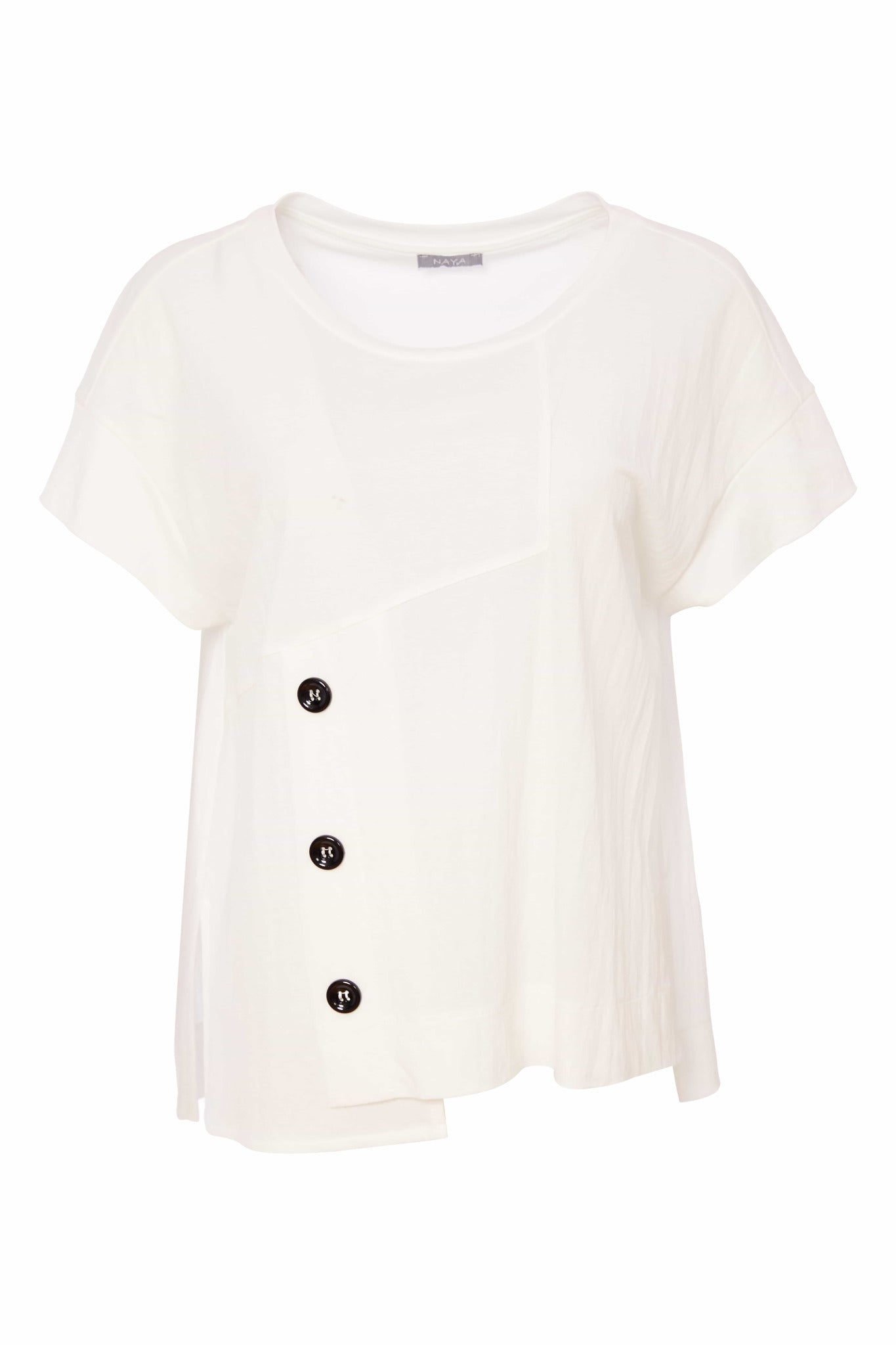 Off White Button Detail Top - NAS25245