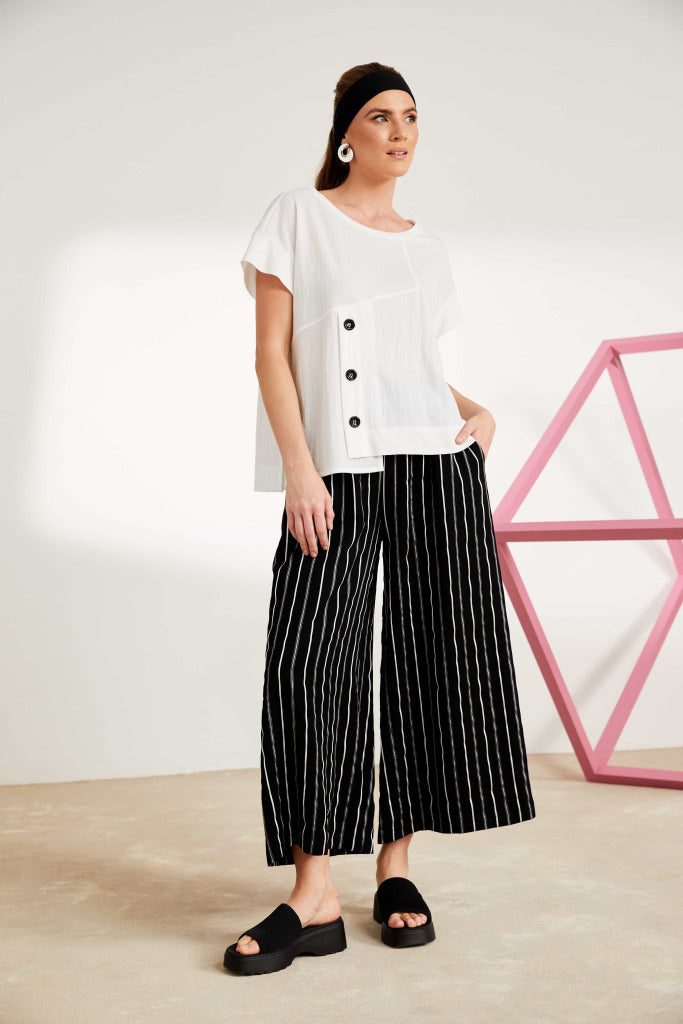 Off White Button Detail Top - NAS25245