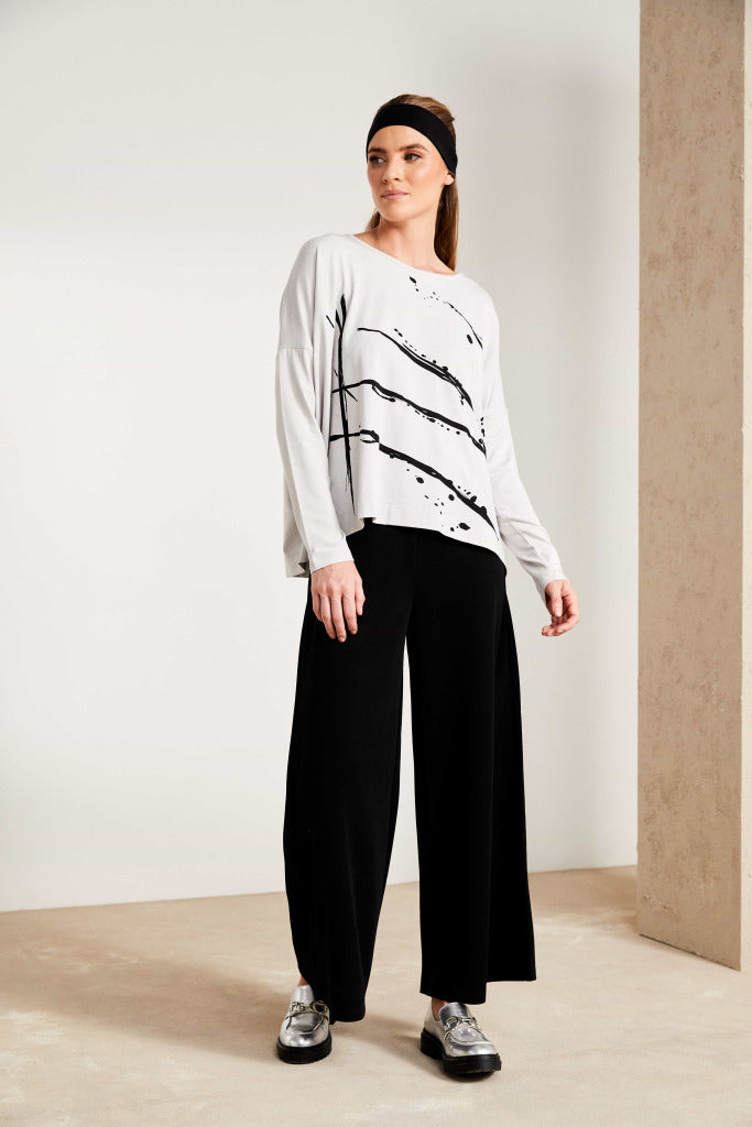 Sand & Black Print Top - NAS25288