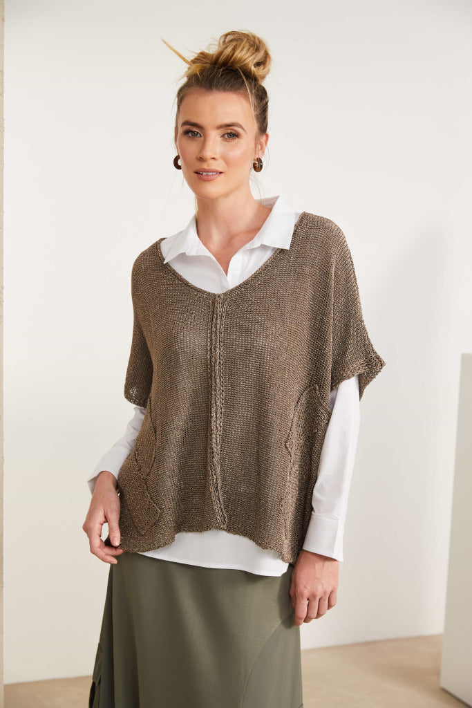 Toffee Oversize V Neck Knit - NAS25308