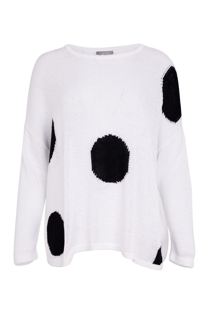 White & Black Spot Knit - NAS26142