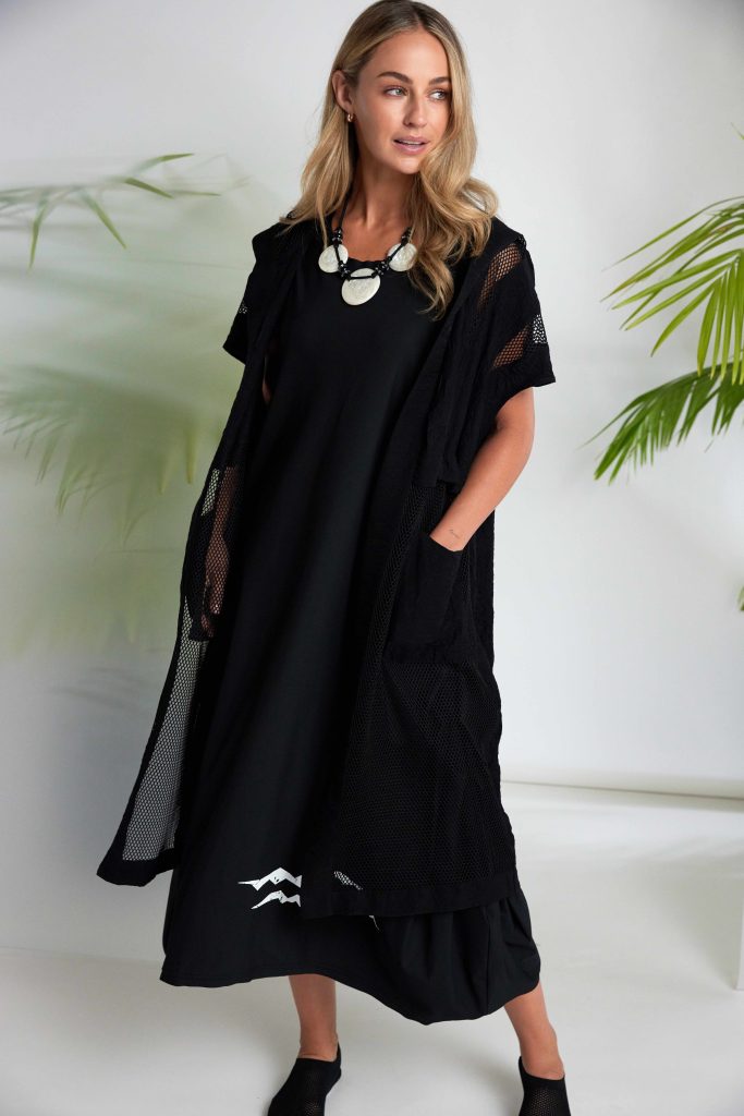 Black Hooded Jacket With Mesh - NAS26177