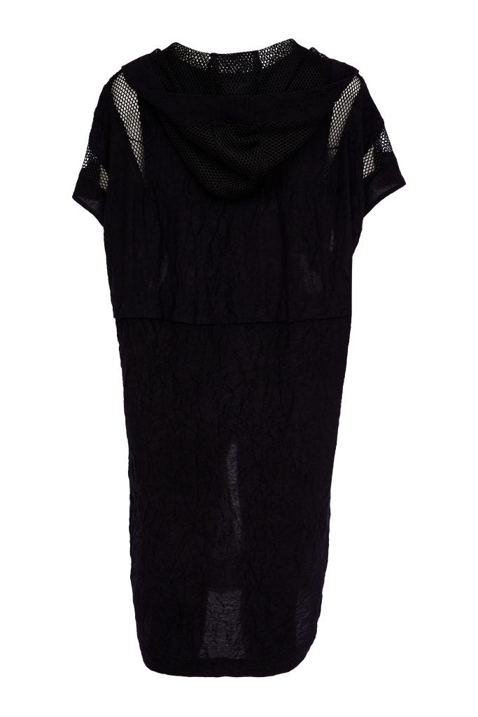 Black Hooded Jacket With Mesh - NAS26177