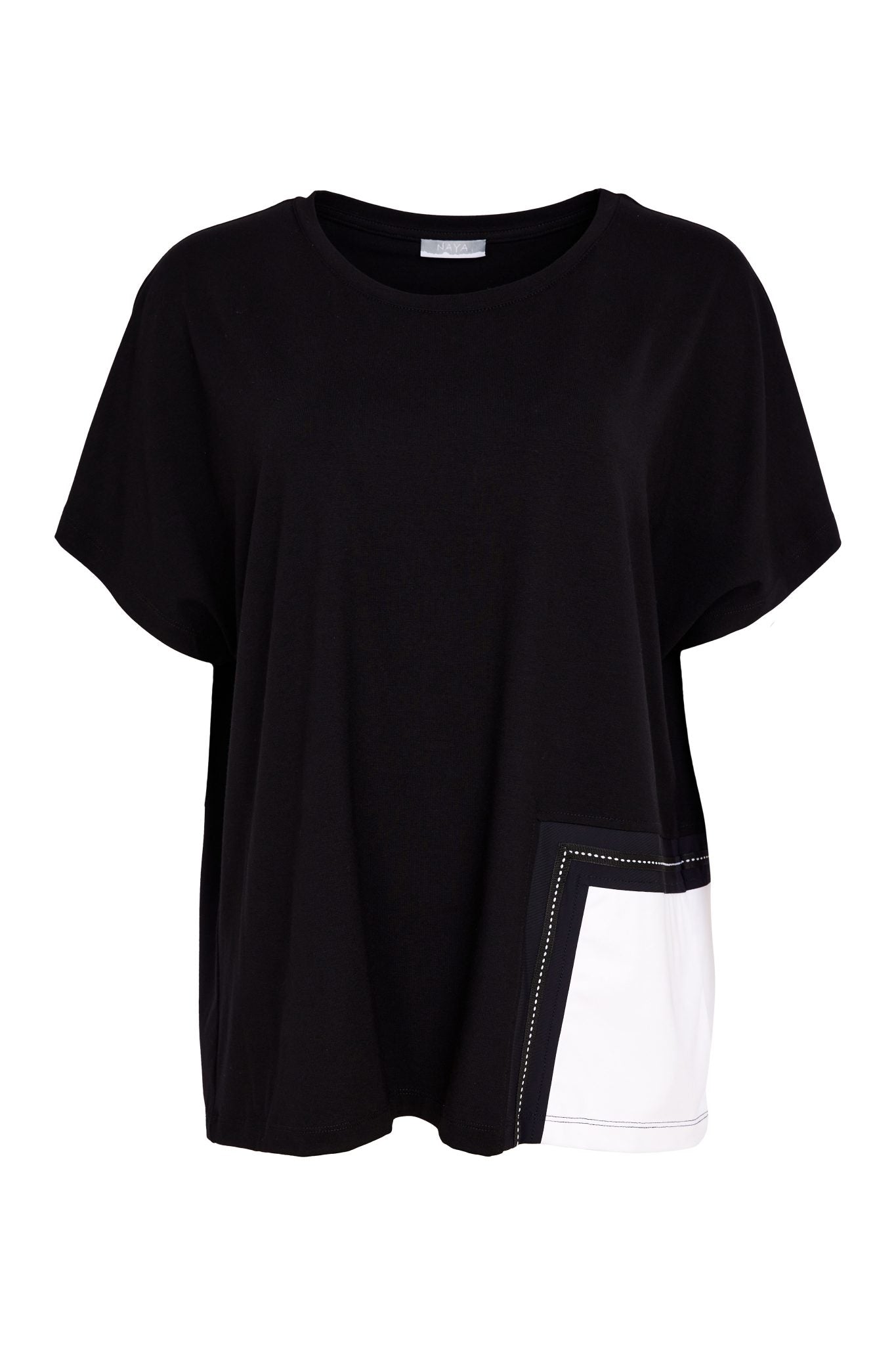 Black & White Contrast Pocket Top - NAS26188