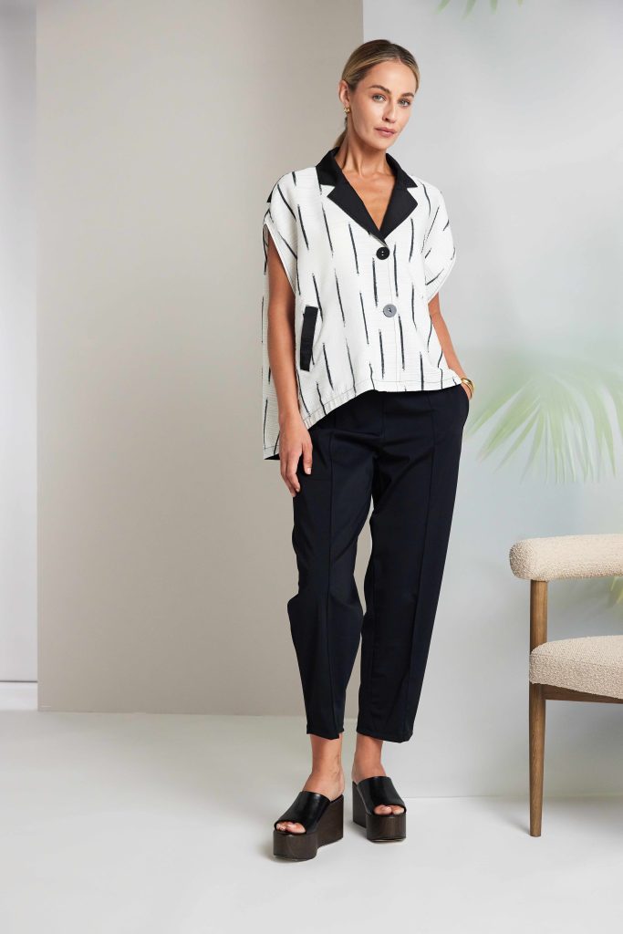 Black & Cream Stripe Waistcoat - NAS26217