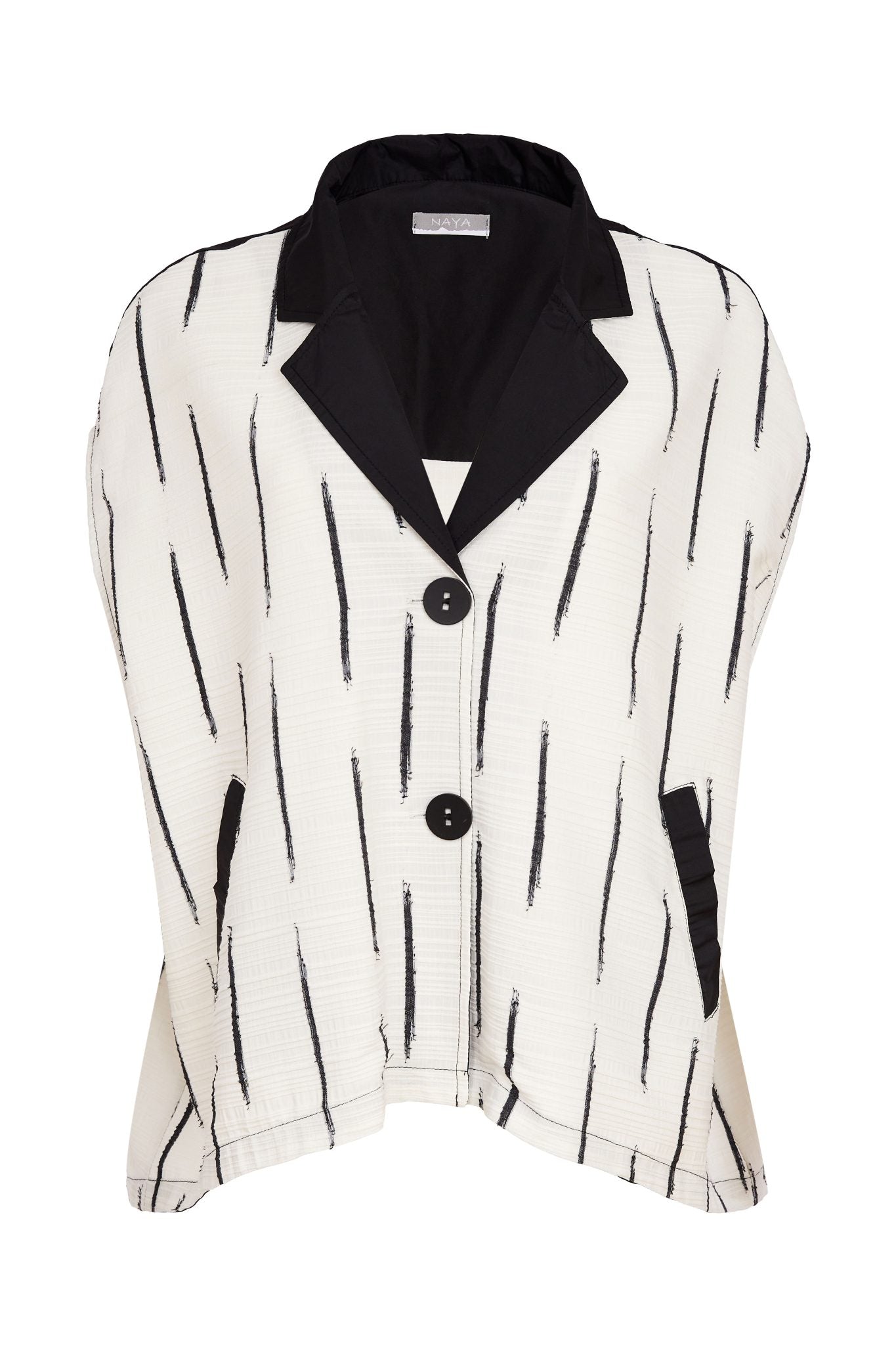 Black & Cream Stripe Waistcoat - NAS26217